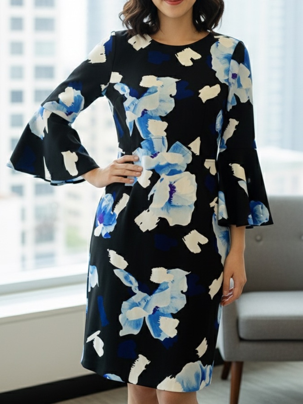 Maggy London Ruffled Sleeves Dress